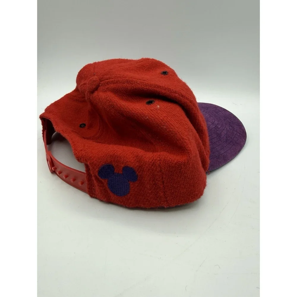 Vintage Mickey Mouse Wool Hat Red Purple The Walt Disney USA Made Snapback